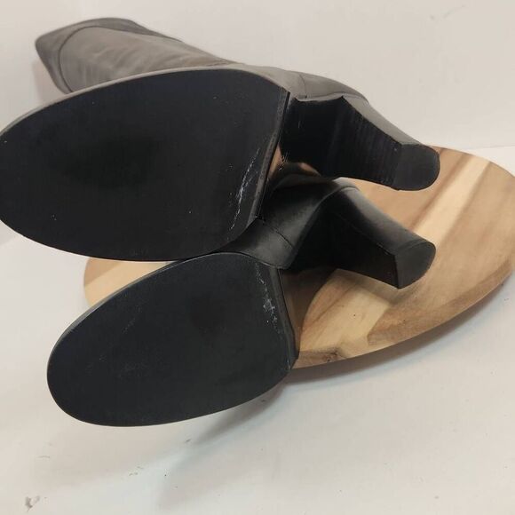 J. Crew Knee High Block Heel Boots Women's Size 7.5 Made In Italy Charcoal Gray - Picture 9 of 11